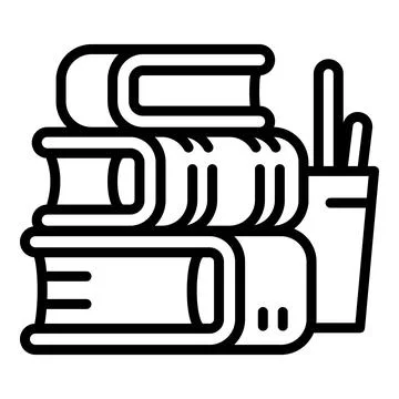 Stack school books icon, outline style イラスト素材