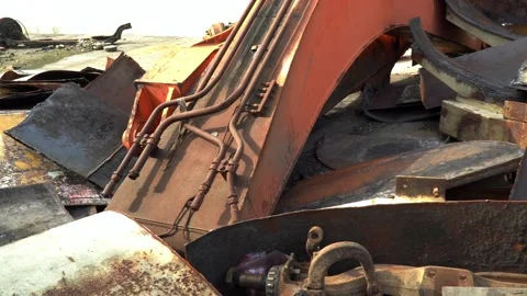 Stack of scrap material at junk yard 動画素材 164700592