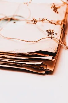 Stack of scratched dusty old vinyl records tied with rope Stock Photos