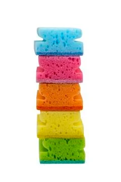 Stack of scrubbing sponges Stock Photos
