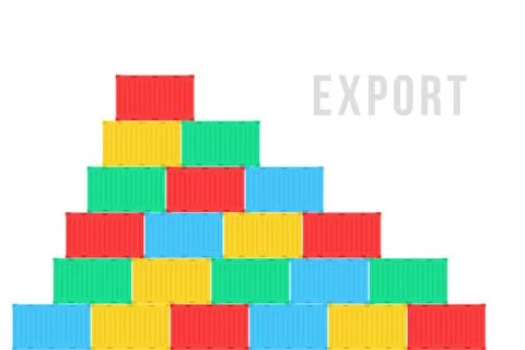 Stack of sea containers like export Stock Illustration