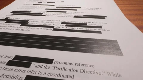 Stack of Sensitive Redacted Pages Displayed on Office Table 5 Stock Footage 318771044