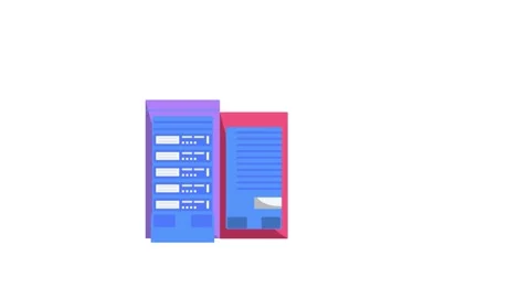 A stack of servers with a brush placed on top, symbolizing maintenance or c.. Stock Footage 332341169