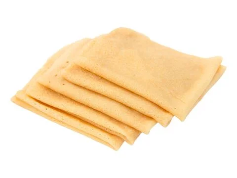Stack of several folded fried delicious golden brown pancakes Stock Photos