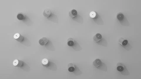 Stack of several gears on the bright flat background. Simple mechanical theme Illustrazione stock