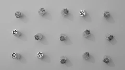 Stack of several gears on the bright flat background. Simple mechanical theme Stock Illustration