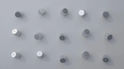 Stack of several gears on the bright flat background. Simple mechanical theme Illustrazione stock