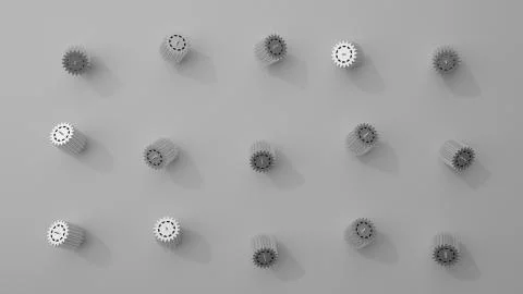 Stack of several gears on the bright flat background. Simple mechanical theme Stock Illustration