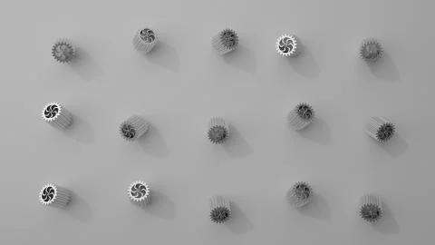 Stack of several gears on the bright flat background. Simple mechanical theme Stock Illustration