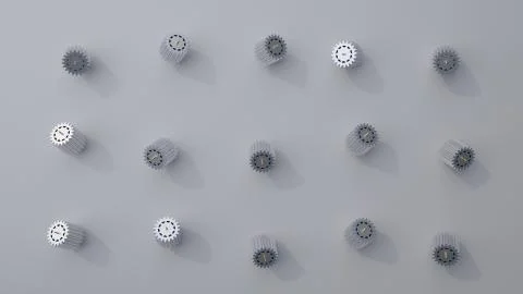 Stack of several gears on the bright flat background. Simple mechanical theme Stock Illustration