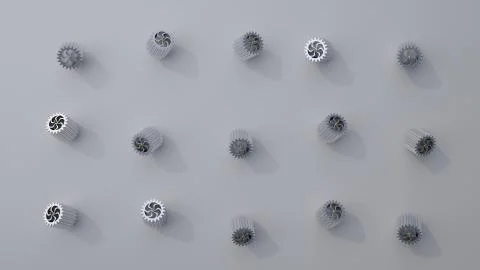 Stack of several gears on the bright flat background. Simple mechanical theme Illustrazione stock