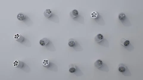 Stack of several gears on the bright flat background. Simple mechanical theme Illustrazione stock