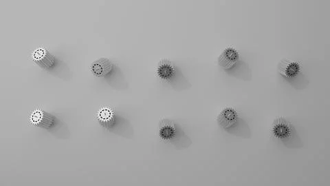 Stack of several gears on the bright flat background. Simple mechanical theme Illustrazione stock