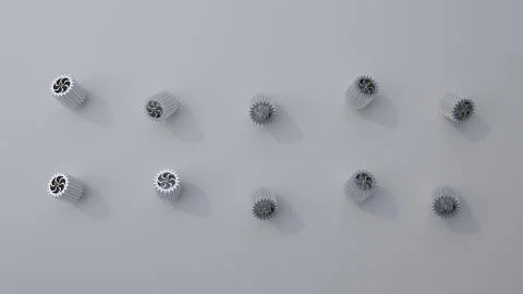 Stack of several gears on the bright flat background. Simple mechanical theme Illustrazione stock