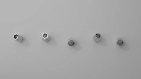 Stack of several gears on the bright flat background. Simple mechanical theme Illustrazione stock