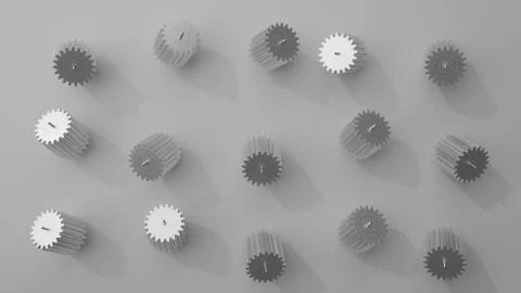 Stack of several gears on the bright flat background. Simple mechanical theme Stockillustratie