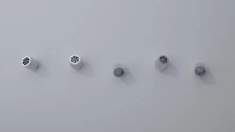 Stack of several gears on the bright flat background. Simple mechanical theme Stock Illustration