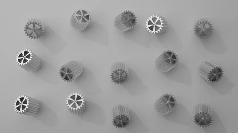 Stack of several gears on the bright flat background. Simple mechanical theme Stock Illustration