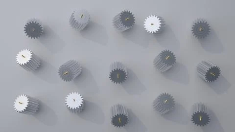 Stack of several gears on the bright flat background. Simple mechanical theme Illustrazione stock