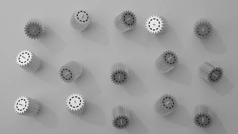 Stack of several gears on the bright flat background. Simple mechanical theme Stock Illustration