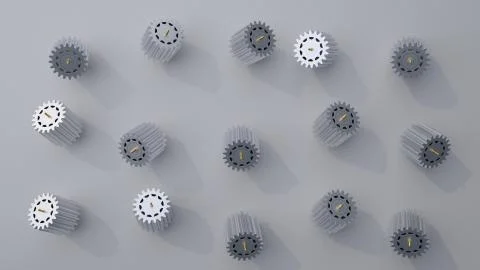 Stack of several gears on the bright flat background. Simple mechanical theme Illustrazione stock