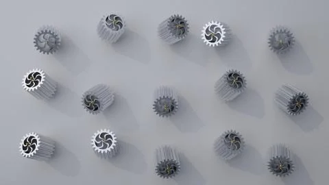Stack of several gears on the bright flat background. Simple mechanical theme Stock Illustration