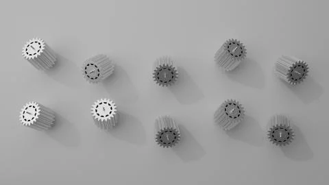 Stack of several gears on the bright flat background. Simple mechanical theme Stock Illustration