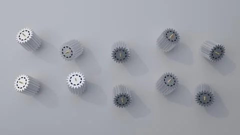 Stack of several gears on the bright flat background. Simple mechanical theme Stock Illustration
