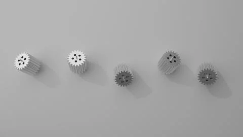 Stack of several gears on the bright flat background. Simple mechanical theme Illustrazione stock