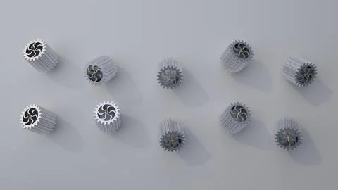 Stack of several gears on the bright flat background. Simple mechanical theme Stock Illustration