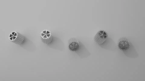 Stack of several gears on the bright flat background. Simple mechanical theme Stock Illustration