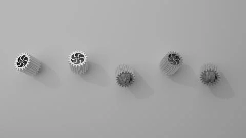 Stack of several gears on the bright flat background. Simple mechanical theme Stock Illustration