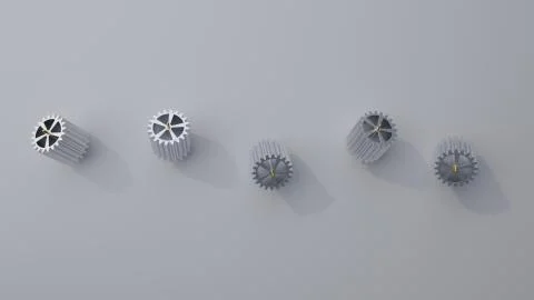 Stack of several gears on the bright flat background. Simple mechanical theme Illustrazione stock