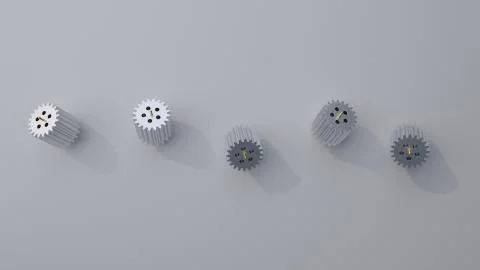 Stack of several gears on the bright flat background. Simple mechanical theme Stock Illustration