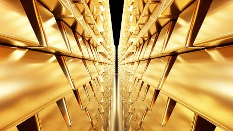 A stack of shiny gold bars. Precious metal as investment and wealth preservat Stock Photos