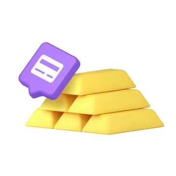 Stack Of Shiny Gold Bars With Purple Bank Card Icon 3d Realistic Icon 库存插图