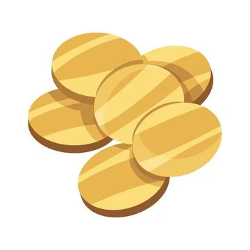 Stack of shiny gold coins in flat isometric illustration with warm highlights Stock Illustration