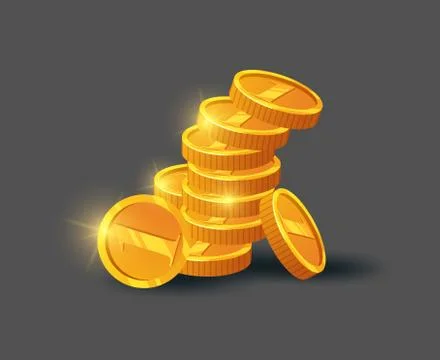 Stack of shiny golden coins icon Illustrazione stock