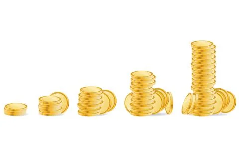 Stack of shiny golden coins - vector illustration Stock Illustration