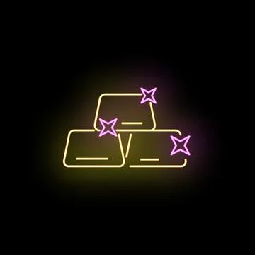 Stack of shiny neon gold bars icon Stock Illustration
