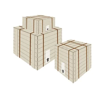 A Stack of Shipping Box with Steel Strapping イラスト素材