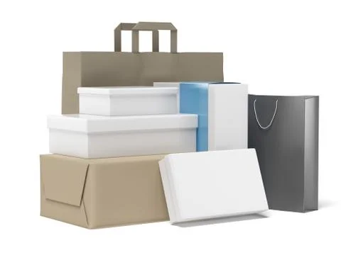 Stack of shopping boxes Stock Illustration