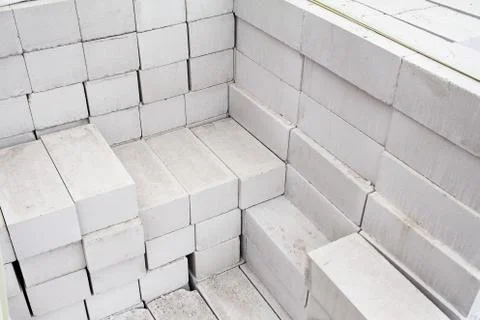 A stack of silicate bricks for construction Stock Photos