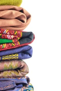 Stack of silk on white background Stock Photos