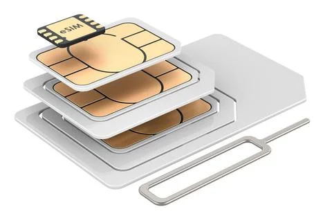 Stack of SIM cards with eject pin for mobile phone, 3D rendering イラスト素材