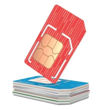 Stack of Sim Cards Illustration, Dual Sized Verstion Stock Illustration