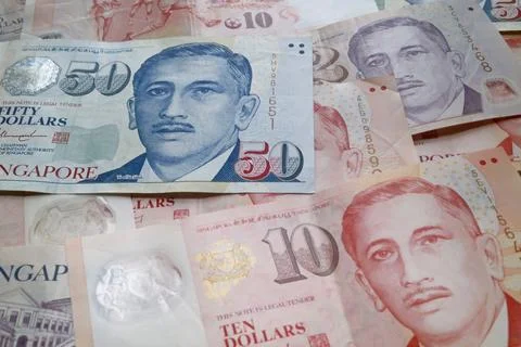 Stack of Singaporian dollar banknotes Foto stock