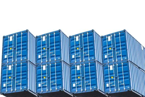 Stack of six blue sea container A stack of six blue sea container isolated... Foto stock