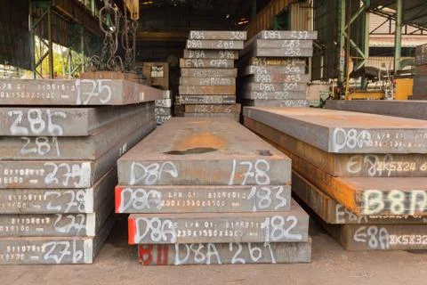 Stack of slab, industry background. Stock Photos