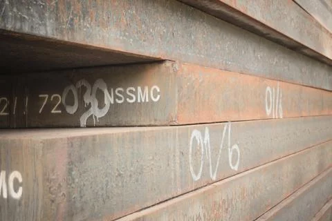 Stack of slab, industry background. Stock Photos